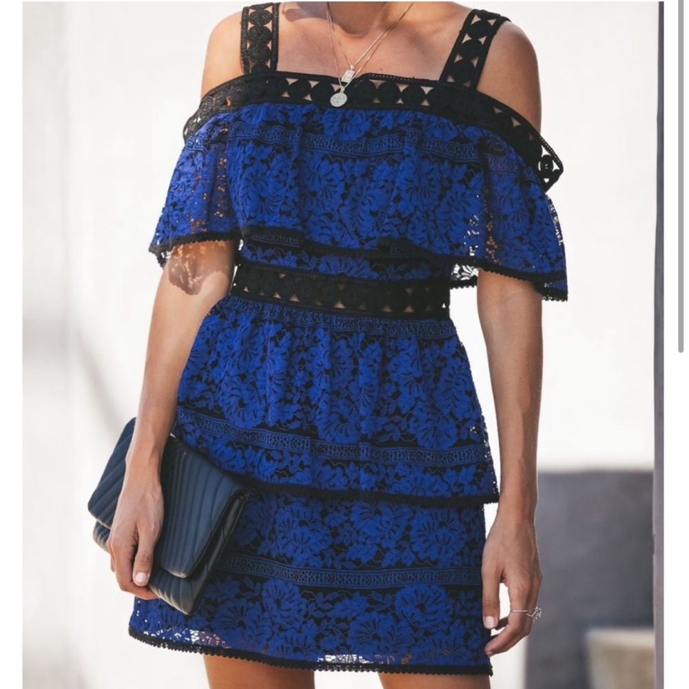 New Black royal blue lace dress
